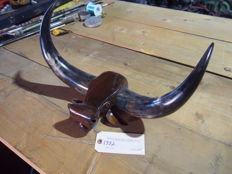 Folk Art Bull Horn Hat/Coat Rack Bodnarus Auctioneering