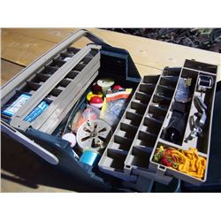 Large Plastic Green Tackle Box & Contents