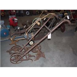 Metal Garden Cultivator With Extra Shears and Seeder Attachments