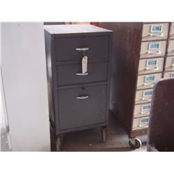 3 Shelf Metal Shop Cabinet on Wheels W/ Contents 78" Tall