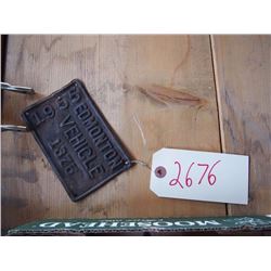 Edmonton 1955 Licence. Plate, 5 1/2 x 3 1/2