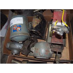 Various Small Engine Parts (Oil Filter Canister, Folk Art Magneto Fencer)