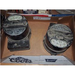 Vintage Watt Hour Meters, Pair