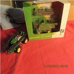 John Deere CTS II combine and John Deere 4920 high clearance sprayer