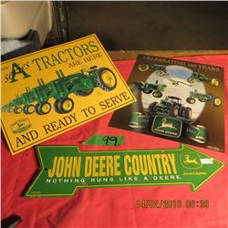 3 John Deere tin signs
