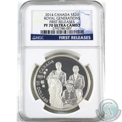 RCM Issue: 2014 Canada $20 Royal Generations NGC Certified PF-70 Ultra Cameo FIRST RELEASES (TAX Exe