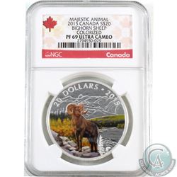 RCM Issue: 2015 Canada $20 Majestic Animals - Bighorn Sheep NGC Certified PF-69 Ultra Cameo (TAX Exe