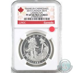 RCM Issue: 2015 Canada $15 Franklin Carmichael - Landscape NGC Certified PF-69 Ultra Cameo (TAX Exem