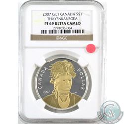 RCM Issue: 2007 Canada $1 Joseph Brant (Thayendanegea) Gold Plated Proof Silver Dollar NGC Certified