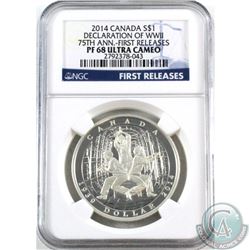 RCM Issue: 2014 Canada $1 75th Anniversary of the Declaration of WWII NGC Certified PF-68 Ultra Came