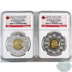 RCM Lot: 1998 Tiger $15 Lunar NGC Certified PF-69 Ultra Cameo (POPULATION: 6!!) and 2001 Snake $15 L