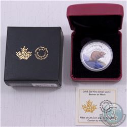 RCM Issue: 2015 Canada $20 Beaver at Work Fine Silver Coin (TAX Exempt) - scuffed outer box.