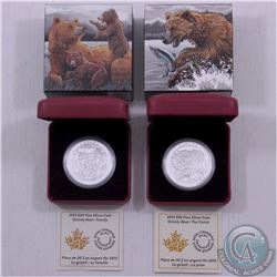 RCM Lot: 2x 2015 Canada $20 Grizzly Bear Series Fine Silver Coins: this lot includes the 2015 $20 Gr