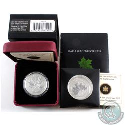 RCM Lot: 2011 & 2012 Canada $10 Maple Leaf Forever Fine Silver Coins. (TAX Exempt) - 2pcs