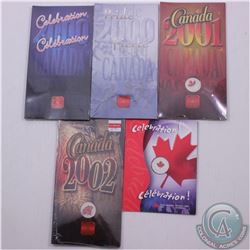 RCM Lot: 5x 2000-2004 Canada Day Colored 25-cent coins. This lot includes the 2000 Celebration, 2000