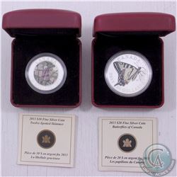 RCM Lot: 2013 Canada $10 Twelve Spotted Skimmer Dragonfly & 2013 $20 Tiger Swallowtail Fine Silve