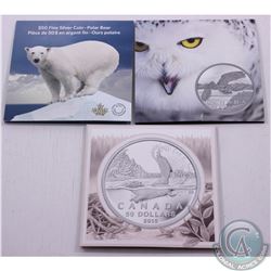 RCM Lot: 3x 2014 Canada $50 Snowy Owl , 2014 $50 Polar Bear, and the 2015 $50 Swimming Beaver Fine S