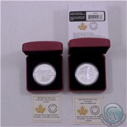 RCM Lot: 2 x 2014 $25 O Canada Series Fine Silver Coins. Included are 2014 $25 Under the Maple Tree 