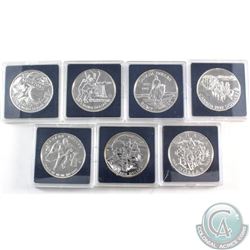 RCM Lot: 1992-1998 Canada Commemorative Brilliant Uncirculated Silver Dollars. The dates included ar