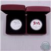 Image 1 : RCM Lot: 2x 2015 50th Anniversary of the Canadian Flag Fine Silver Dollars. You will receive the Pro