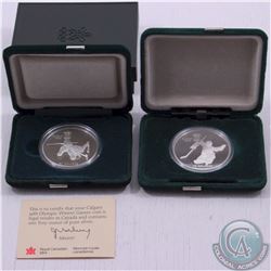 RCM Lot: 2x 1986 $20 Calgary Olympics Proof Sterling Silver Coins Commemorating the 1988 Calgary Oly