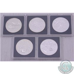 RCM Lot: 1991-1995 Commemorative Brilliant Uncirculated Silver Dollars. You will receive the followi