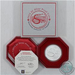 Singapore Mint: 2013 Singapore $2 .9999 Fine Silver Proof Year of the Snake Coin. The weight of this