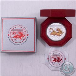 Singapore Mint: 2010 Singapore $10 2oz .999 Fine Silver Proof Year of the Tiger Coloured Coin. The w