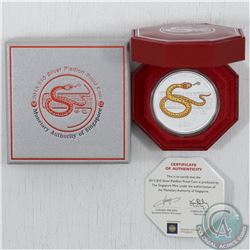 Singapore Mint: 2013 Singapore $10 2oz .999 Fine Silver Proof Year of the Snake Coloured Coin. The w