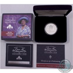 Royal Mint Issue: 2000 Silver Proof Queen Mother Commemorative 5 pound Crown from the Royal Mint in 