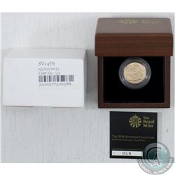 Royal Mint Issue: 2014 Limited Edition Great Britain Gold Proof Sovereign encapsulated with Display 