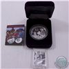 Image 1 : NZ Mint Issue: 2001 New Zealand $5 Proof .999 Fine Silver Royal Visit Coin in Purple Display Box wit