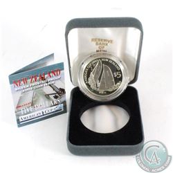 New Zealand Post Issue: 2002 New Zealand $5 Sterling Silver Frosted Proof America's Cup Boating Race