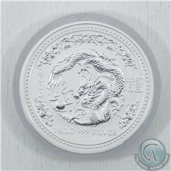 Perth Mint Issue: 2000 Australia Kilo (32.15oz.) .999 Fine Silver Year of the Dragon Silver Coin (TA