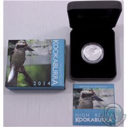 Perth Mint Issue: 2014 Australia $1 1oz. Silver Proof High Relief Kookaburra issued by the Perth Min