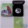 Image 1 : Perth Mint: 2014 Cook Islands $5 Silver World of Parrots Series - CRIMSON ROSELLA '3D' Coin