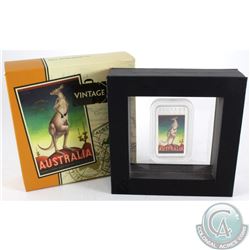 Perth Mint Issue: 2014 Australia $1.00 Vintage Travel Poster- Kangaroo 1oz Silver Proof Rectangle Co