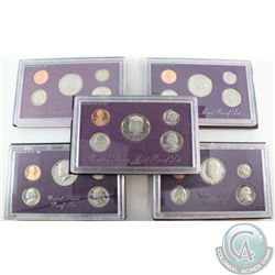 US Mint: 1986, 1987, 1988, 1989 and 1990 United States Mint Proof Sets. Coins are lightly toned (5 s