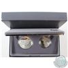 Image 1 : US Mint:1991 United States Silver Mount Rushmore 2 Coin Commemorative Dollar & Half Set.