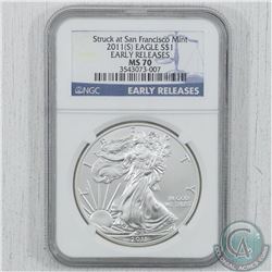 US Mint: 2011(S) United States $1 Silver Eagle 1oz Fine Silver NGC Certified MS-70 Early Releases. S