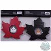 Image 1 : RCM Lot:2015 $20 Fine Silver Canadian Maple Leaf Shaped coin & 2016  Fine Silver $20 Colorful Canadi