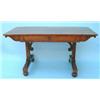 Image 1 : A William IV rosewood library table, the rectangular top having rounded angles, over opposing sho...
