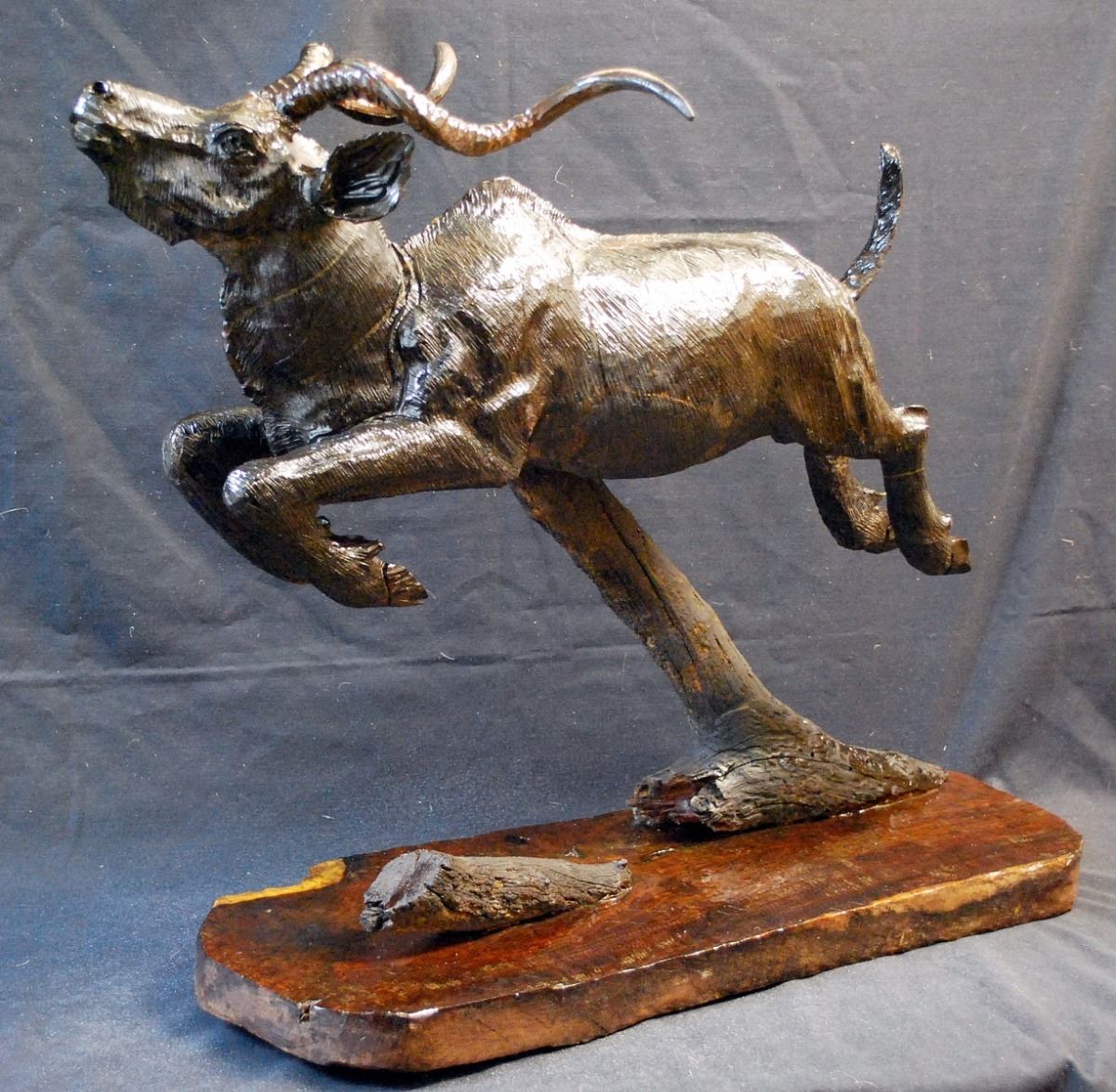 KUDU EXCLUSIVES "Running Kudu" Leadwood Carving Dallas Safari Club