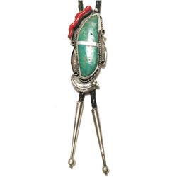 Turquoise & Coral Bolo Tie