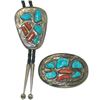 Image 1 : Zuni Buckle/Bolo Set - Effie Calavaza