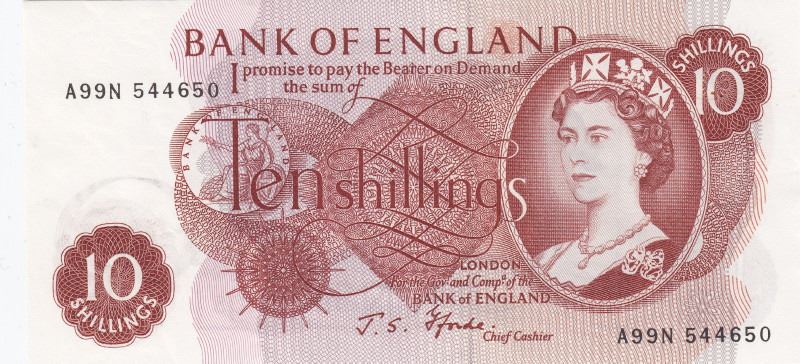 3 UK - Great Britain - 1960's / 70's Bank Notes - 10 Shilling & 2 Pounds What Is 2 3 Of A Pound