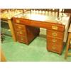 Image 1 : Victorian mahogany seven drawer pedestal desk with brass handles, 26x48"…