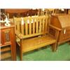Image 1 : Oak settle with slat back 45" wide…