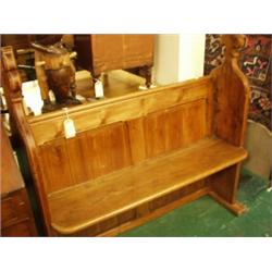 Pine church pew with fleur de leys decoration…