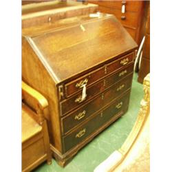 18c oak country bureau with four graduated drawers, cock beaded, in need of some restoration, 36"…